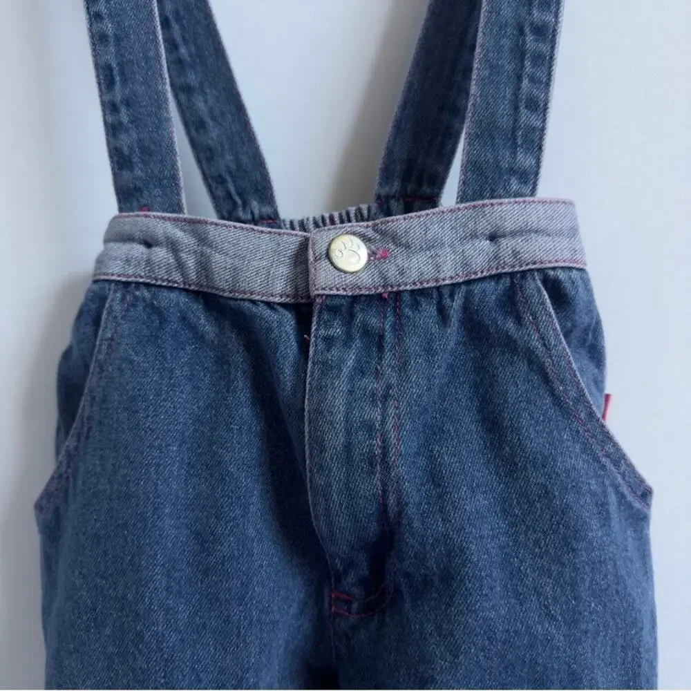 VINTAGE BABY Girl Bib Overalls Jeans w/ Suspenders BIBS Size 3T